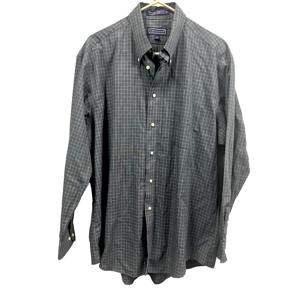 Savile Row Button Down Long Sleeve Wrinkle Free Pocket Shirt Mens 17 Neck 34 35